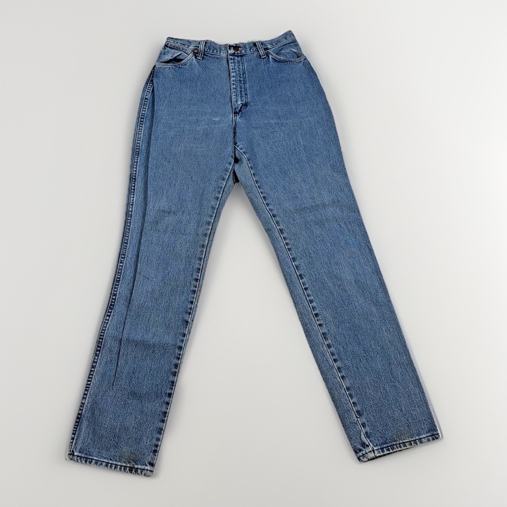 Wrangler Jeans Womens 11/12 Blue High Waisted Straight Leg Vintage Made in USA